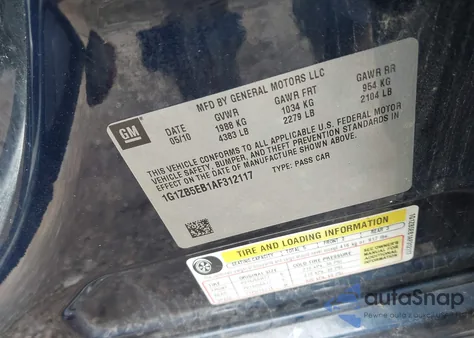 2010 Chevrolet Malibu Ls z USA, uszkodzony, nr VIN 1G1ZB5EB1AF312117